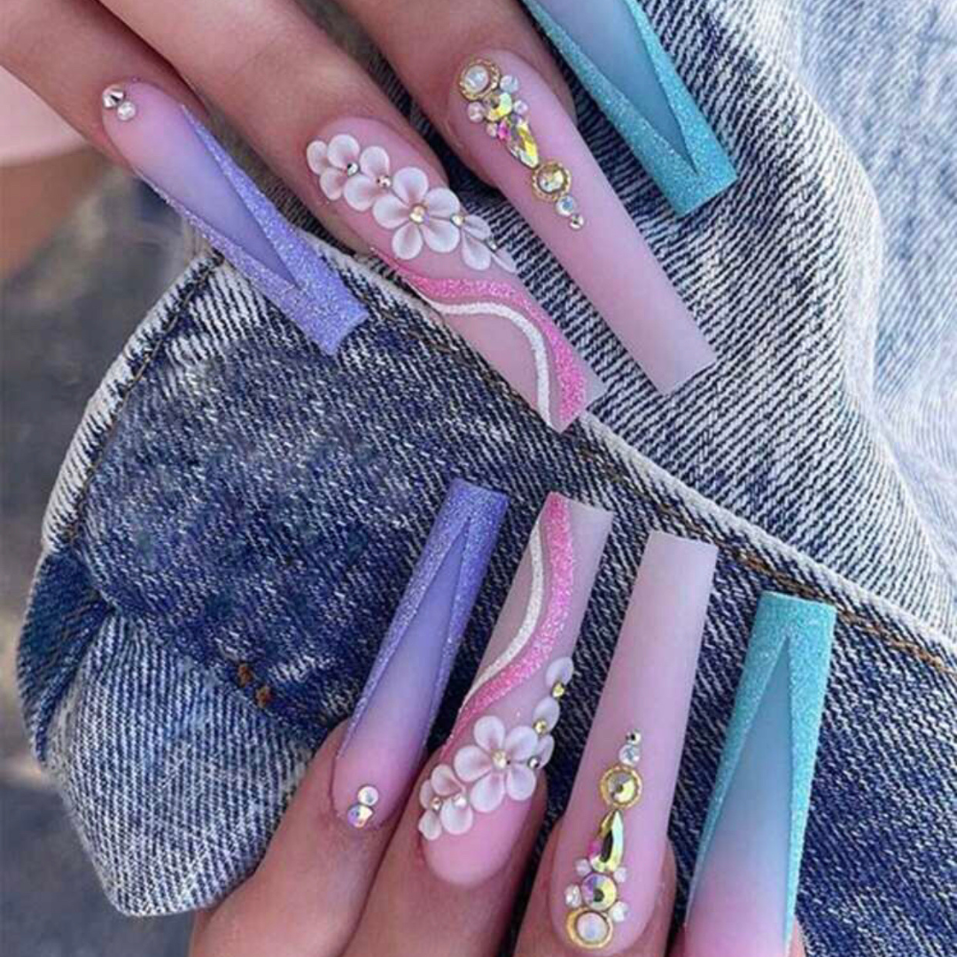 Nail Money: Rainbow Sugar Coffin Nails | False Press On Nails – Shop Nail  Money